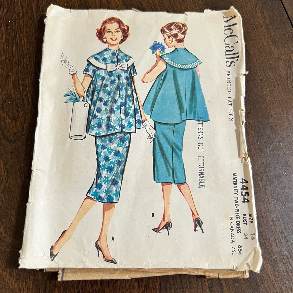 Vtg 1950's McCall's 4454 Ladies' Pencil Skirt‎ & Top Maternity Size 14 Pattern
